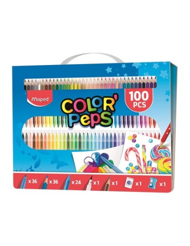 ESTUCHE PINTURA MAPED PEPS KIT 100 PIEZAS SURTIDAS