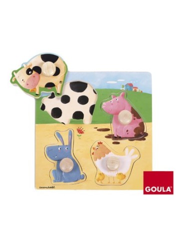 PUZZLE GOULA MADERA 4 PIEZAS ANIMALES GRANJA COLOR 53069