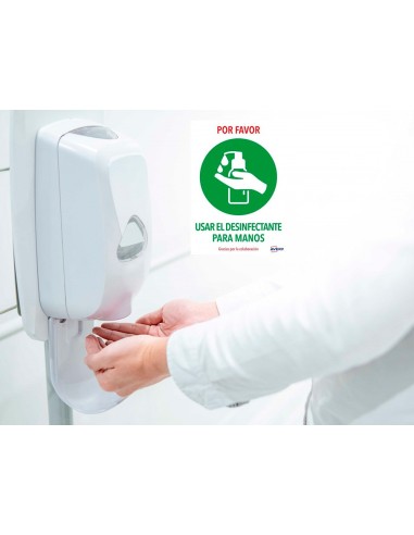 SEÑAL ADH. AVERY USAR DESINFE MANOS A4 RESISTENT RAYOS UV PK.DE 2 UD.