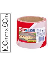 CINTA DE SEÑALIZACION TESA ROJO Y BLANCO 100 MT X 80 MM