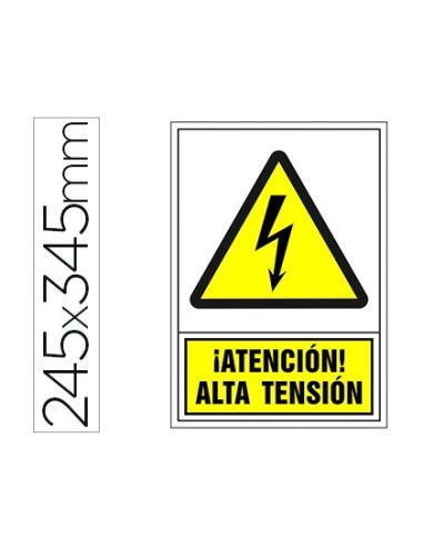 PICTO SEÑAL ADVERTENCIA ATENCION ALTA TENSION PVC 245X345 MM