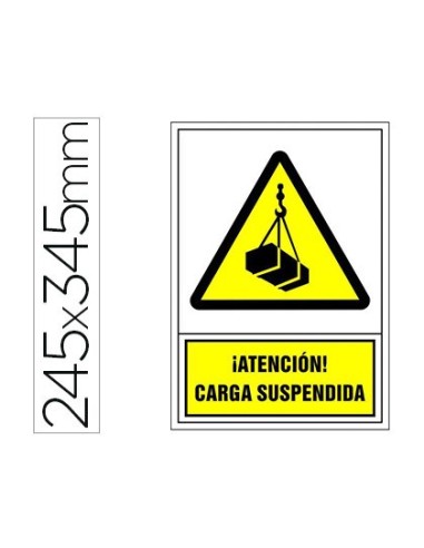 PICTO SEÑAL ADVERTENCIA ATENCION CARGA SUSPENDIDA PVC 245X345 MM