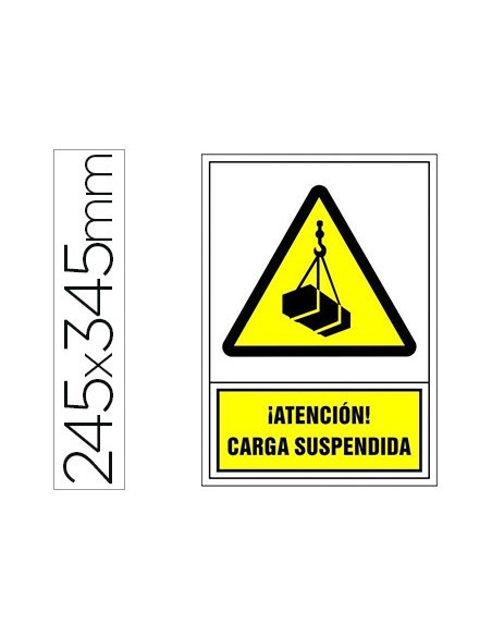 PICTO SEÑAL ADVERTENCIA ATENCION CARGA SUSPENDIDA PVC 245X345 MM PICTO SEÑAL ADVERTENCIA ATENCION CARGA SUSPENDIDA PVC 245X345 MM