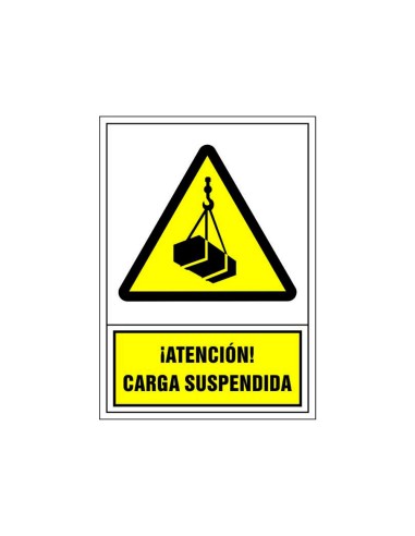 PICTO SEÑAL ADVERTENCIA ATENCION CARGA SUSPENDIDA PVC 245X345 MM