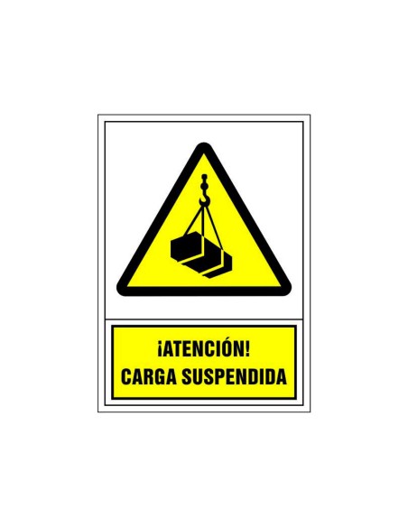 PICTO SEÑAL ADVERTENCIA ATENCION CARGA SUSPENDIDA PVC 245X345 MM