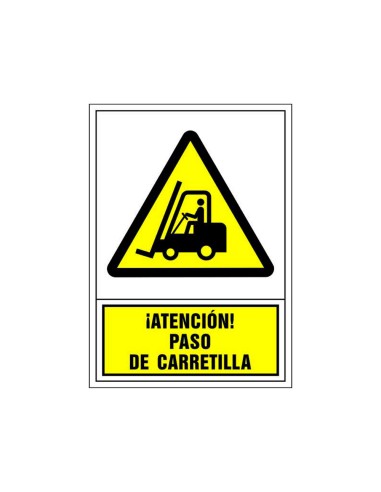 PICTO SEÑAL ADVERTENCIA ATENCION PASO CARRETILLA PVC 245X345 MM