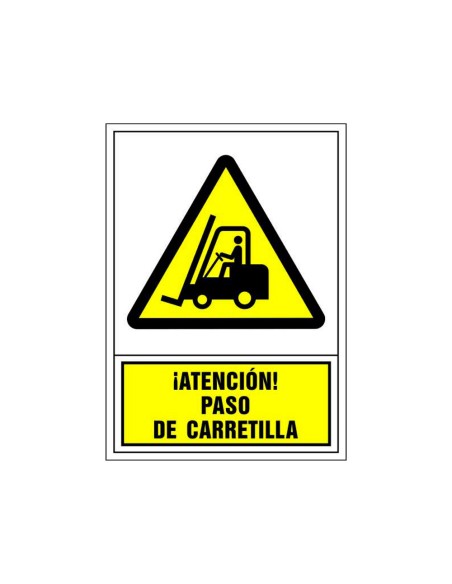PICTO SEÑAL ADVERTENCIA ATENCION PASO CARRETILLA PVC 245X345 MM