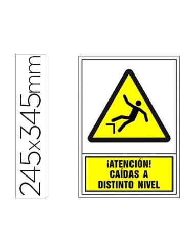 PICTO SEÑAL ADVERTENCIA ATENCION CAIDAS A DISTINTO NIVEL PVC 245X345