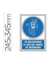 PICTO SEÑAL OBLIGATORIO USO ARNES SEGURIDAD PVC 245X345 MM