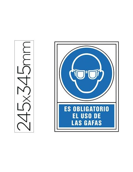 PICTO SEÑAL OBLIGATORIO USO LAS GAFAS PVC 245X345 MM PICTO SEÑAL OBLIGATORIO USO LAS GAFAS PVC 245X345 MM