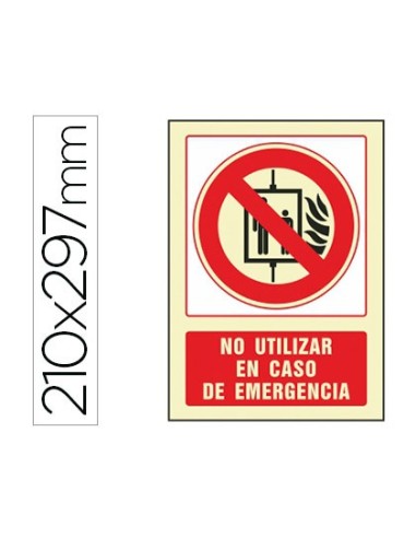 PICTO SEÑAL NO UTILIZAR CASO EMERGENCIA PVC FOTOLUMINISCENTE 210X297