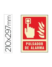 PICTO SEÑAL PULSADOR ALARMA PVC FOTOLUMINISCENTE 210X297 MM