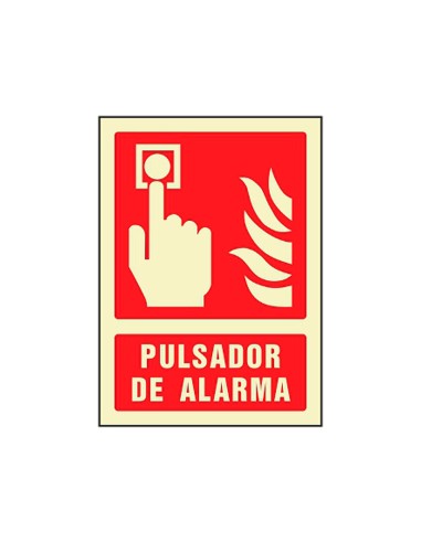 PICTO SEÑAL PULSADOR ALARMA PVC FOTOLUMINISCENTE 210X297 MM