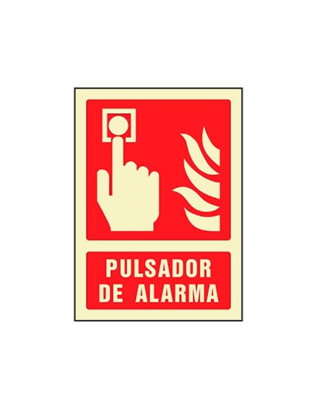 PICTO SEÑAL PULSADOR ALARMA PVC FOTOLUMINISCENTE 210X297 MM