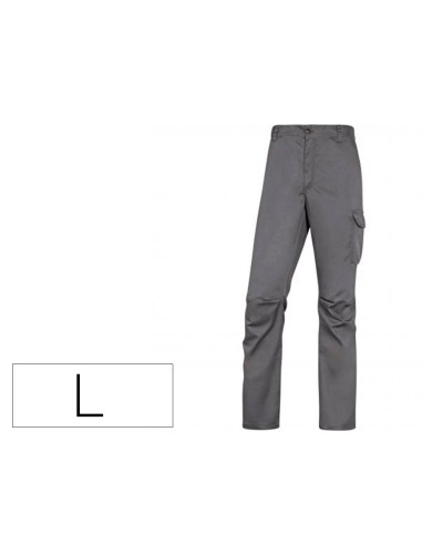 PANTALON TRABAJO DELTAPLUS CINTURA ELASTICA 5 BOL. GRIS/NG.TALLA L