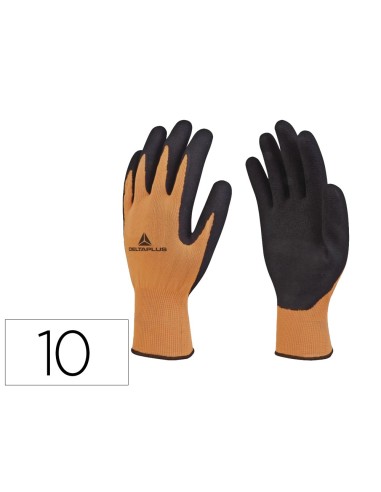 GUANTES DELTAPLUS POLIESTER LATEX PALMA DEDOS NJ. FLUOR/NG.TALLA 10