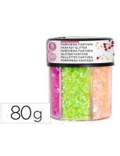 PURPURINA FANTASIACORAZON ESTRELLA NEON BOTE 80GR