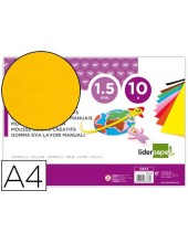 GOMA EVA LIDERPAPEL A4 60G/M2 ESPESOR 1,5MM AM.PAQUETE 10 HOJAS GE74