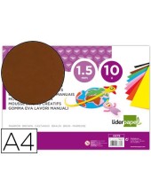 GOMA EVA LIDERPAPEL A4 60G/M2 ESPESOR 1,5MM MARRON PAQ.10H.GE79