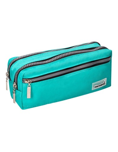 BOLSO ESCOLAR PORTATODO RECTANGULAR 3 BOLSILLOS CELESTE 210X80X85 MM