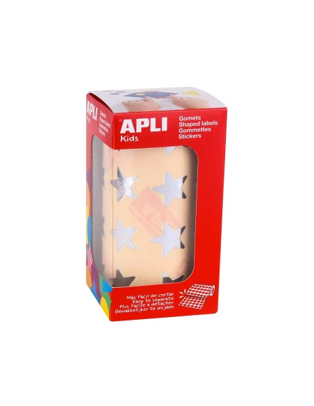 GOMETS AUTOADHESIVOS ESTRELLAS GRANDES PLATA EN ROLLO CON 1416UD.