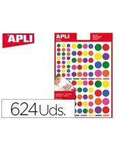 GOMETS APLI AUTOADHESIVO CIRCULO MULTICOLOR BLISTER DE 6 HOJAS