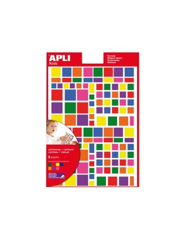 GOMETS APLI AUTOADHESIVO CUADRADO MULTICOLOR BLISTER DE 6 HOJAS