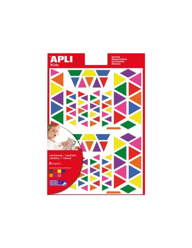 GOMETS APLI AUTOADHESIVO TRIANGULO MULTICOLOR BLISTER DE 6 HOJAS