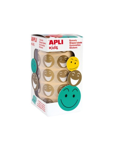 GOMETS APLI AUTOADHESIVO SMILE ORO CARA FELIZ ROLLO DE 900 UNIDADES