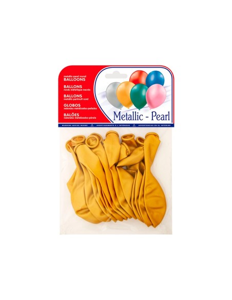GLOBO 100% LATEX BIODEGRADABLE MET.ORO 15 UD.