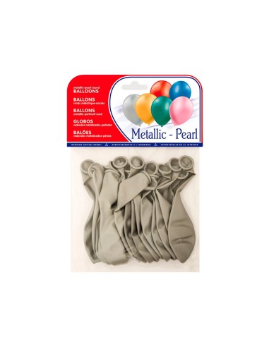 GLOBO 100% LATEX BIODEGRADABLE MET.PLATA 15 UD.