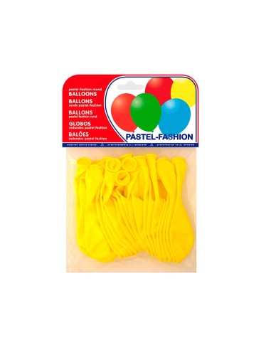 GLOBOS PASTEL AMARILLO BOLSA DE 20 UNIDADES