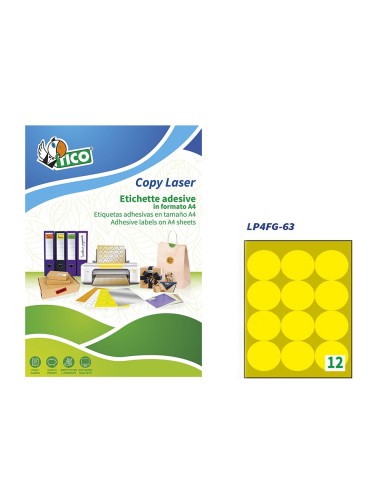 ETIQUETA ADH. TICO AM. FLUOR PERMANENTE RED.63,5MM CAJA 840 UD.