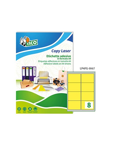 ETIQUETA ADH. TICO AM. FLUOR PERMANENTE 99,1X 67,7MM CAJA 560 UD.