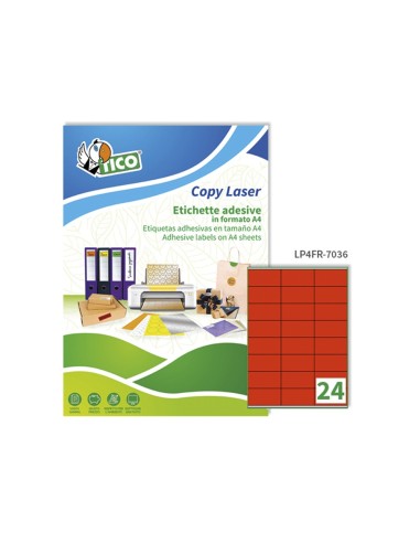 ETIQUETA ADH. TICO RJ. FLUOR PERMANENTE 70X36MM CAJA 1680 UD.