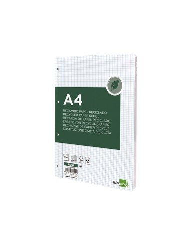 RECAMBIO  A4 100H. PAPEL RECICLADO 100% 80G/M2 4MM MARGEN4 TAL.