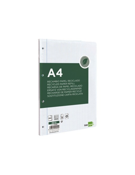 RECAMBIO  A4 100H. PAPEL RECICLADO 100% 80G/M2 4MM MARGEN4 TAL.