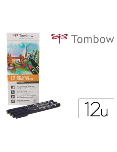 ROTULADOR TOMBOW ACUARELABLE DOBLE PUNTA PINCEL PRIMARIOS 12 UD.SURT.