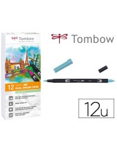 ROTULADOR TOMBOW ACUARELABLE DOBLE PUNTA PINCEL PASTEL 12 UD.SURT.