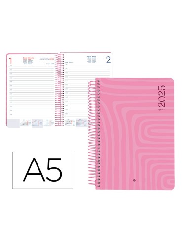 AGENDA ESP. SYRO S A5 2025 DÍA PÁGINA ROSA PAPEL 60 GR