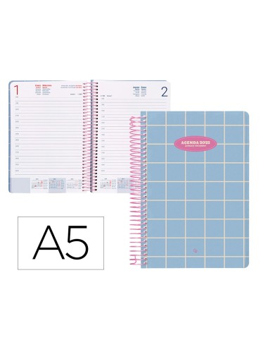 AGENDA ESP. CLASSIC A5 2025 DÍA PÁGINA AZ. CLARO PAPEL 70 GR