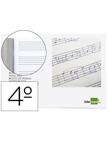 BLOC GRAPADO LIDERPAPEL MUSICA A5 PENTAGRAMA 5MM 20H 100GR.