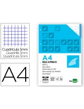 REC.DIN A4 120 H CUADRO 5 MM 4 TAL.SIN MARGEN BANDAS 5 COL.PAPEL 70 G