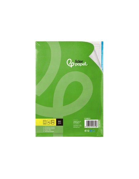 REC.DIN A4 120 H CUADRO 5 MM 4 TAL.SIN MARGEN BANDAS 5 COL.PAPEL 70 G