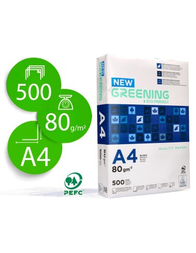 PAQ. PAPEL GREENING A4 80 GRAMOS PQ. 500 H. ECO-ECF