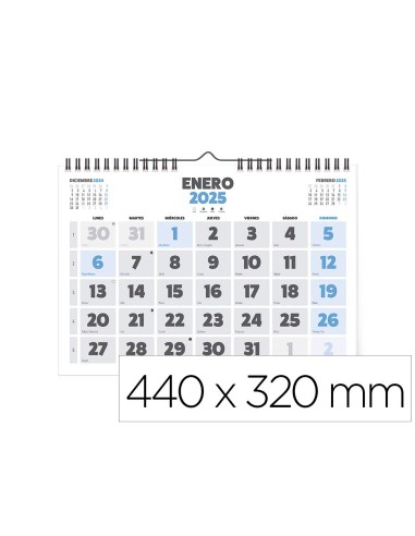 CALENDARIO ESP.PARED  CLASICO 2025 NUM GRANDES 44X32 CM PAPEL 128 GR