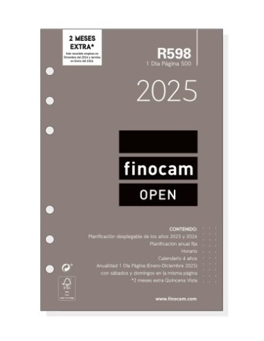 RECAMBIO AGENDA FINOCAM R598 OPEN 500 ANUAL D/P