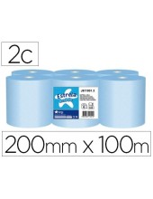 PAPEL SECAMANOS AMOOS 2 CAPAS 200MM.X 100 MT AZ. 6 ROLLOS J611001