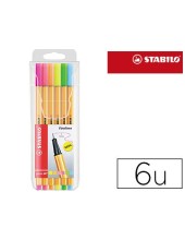 ROTULADOR STABILO FIBRA POINT 88 BLISTER 6 SURT.NEON