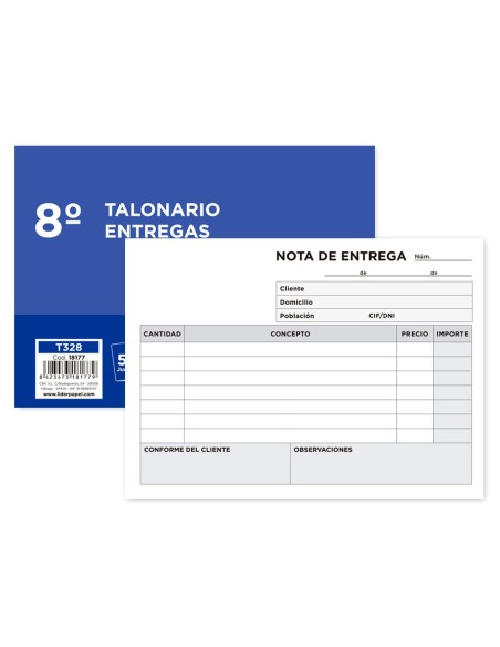 TALONARIO ENTREGAS OCTAVO APAISADO 328 TRIPLICADO TALONARIO ENTREGAS OCTAVO APAISADO 328 TRIPLICADO